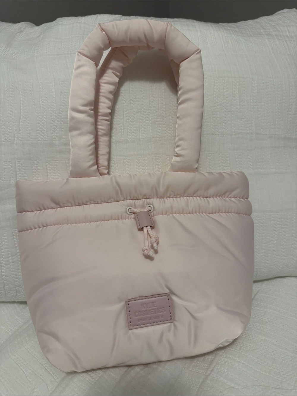 Kylie Jenner cosmetics Puffy Quilted Tote Bag in Light Pink